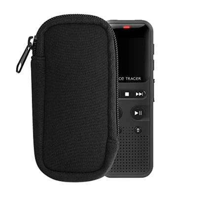 Image de kwmobile Housse Universelle pour dictaphone Pochette de Protection 11,5 x 4,5 cm enregistreur Vocal Universal Voice Recorder en néoprène Noir