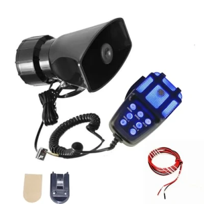 Image de YIYIDA klaxon de voiture Trompette d&#039;alarme Car Horn 135db d&#039;air sirène 7 tons Bleu et noir avec microphone pa système haut parleur pour 12V bateau etc