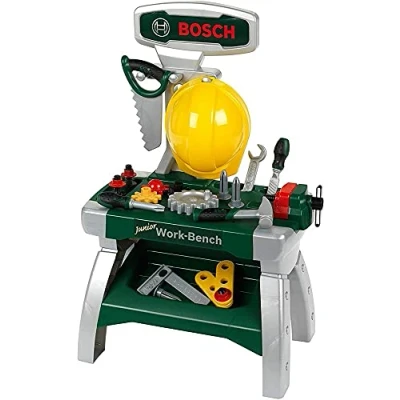 Image de Theo Klein 8612 Bosch Etabli Junior 2 en 1 Comprend également Un Casque, étau, Divers Outils, Lattes, Clous et écrous Dimensions : 49 cm x 29 71 Jouet pour Enfants à partir de Ans