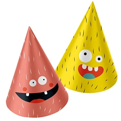 Image de Folat 68330 Chapeaux de fête Papier Monster Bash 6 pièces, Multicolore