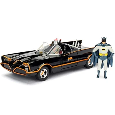 Image de Jada Toys 98259BK Batmobile 1966 Version Avec Figurines Echelle 1/24 Noir/Rouge
