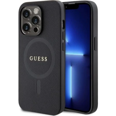 Image de Guess GUHMP15XPSAHMCK Coque Rigide pour iPhone 15 Pro Max 6,7&quot; Noir Saffiano