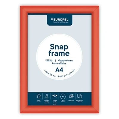 Image de EUROPEL Cadre Porte affiche clic clac A4, rouge, profil 25mm
