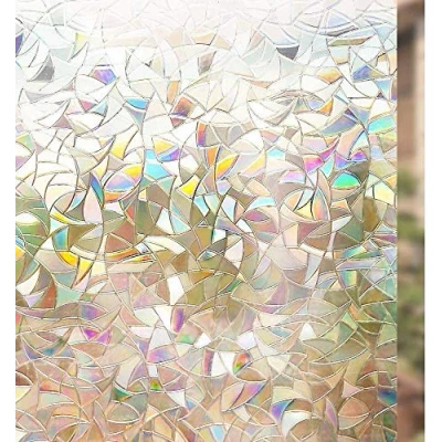 Image de rabbitgoo Film pour Vitre a Motif, Occultant Fenêtre Effet Arc en Ciel 44.5x200cm, Électrostatique Décoratif, Opaque Vitrage 3D, Anti Regard Chambre, Cuisine