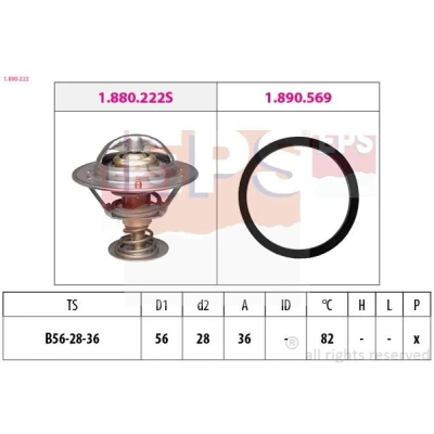 Image de EPS 1.880.222 Thermostat d&#039;eau 82 56 Made in Italy OE Equivalent avec joint d&#039;étanchéite TOYOTA: RAV4 II SUV, Yaris I 3/5 portes, Corolla Verso