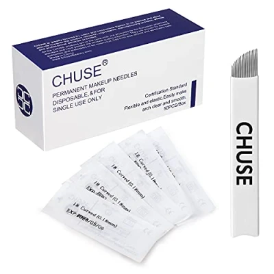 Image de CHUSE Lot de 18 Aiguilles incurvées 50 pcs 0,18 mm Nano Mircoblading permanentes Maquillage Manuelle Sourcils Tatouage