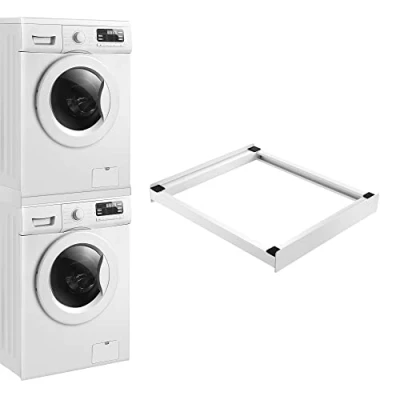 Image de [en.casa] Kit de Superposition Universel Cadre pour Lave Linge Sèche Standard 60 cm Machine à Laver Acier Laqué Blanc