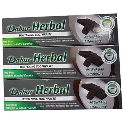 Image de Dabur Herbal Activated Lot de 3 pâtes à dents au charbon actif 100 ml Produits soin ayurvédiques