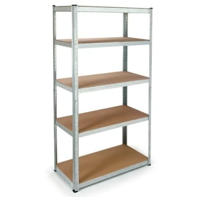 Image de EURO VANADIUM Étagère Rangement, 90 x 180 cm Garage, Modulable, Métal Galvanisé, 5 Niveaux Charge Lourde, 175 kg/Plateau Établi Atelier Garage Montage Sans Vis 30 Gris