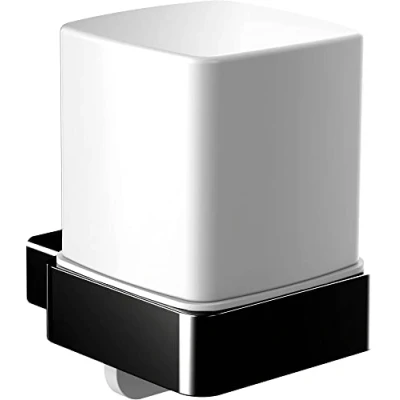 Image de Emco LOFT Distributeur de Savon Mural élégant et Compact en métal Verre Cristal Liquide qualité supérieure Noir Mat satiné