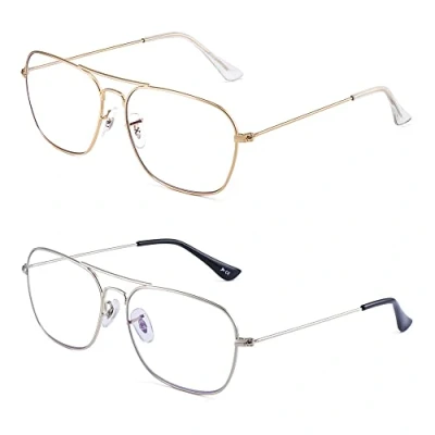 Image de JM Lot de 2 Carre Lunettes Lecture Homme Femme, Blocage la Lumiere Bleue Monture Rectangle Vue Loupe +1.75