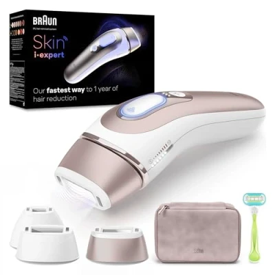 Image de Braun Épilateur À Lumière Pulsée Intelligent Skin i·expert, Épilation Domicile, Alternative Au Laser, Avec Application Gratuite, Pochette, Rasoir Venus, 3 Têtes Intelligentes, Visage, Corps, PL7253