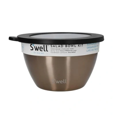 Image de S&#039;well Saladier set, Pierre de lune, 1.9L Boîte à salade avec récipient condiments et plateau amovible Anti fuite lavable au lave vaisselle