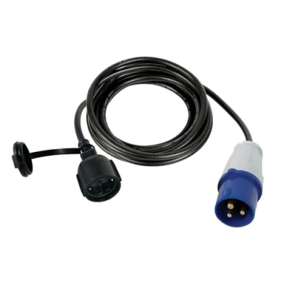 Image de Perel Câble Adaptateur, H07RN F 3G2.5, 3 m, 16 A/230 V, 3680 W, CEE vers Type F, Usage intérieur et extérieur, Caoutchouc, Bleu
