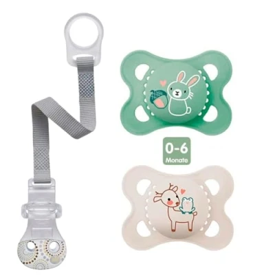 Image de tétine en silicone MAM « Skin Soft » 0 à 6 mois Neutral Lot de 2 Avec boîte transport stérilisateur et attache NIP