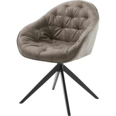 Image de Chaise pivotante Gaio Flex microvelours taupe vintage pied croisé large noir pivotement sur 360 fonction bascule