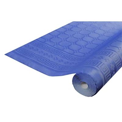 Image de Pro Nappe Réf R480619I 12 nappes jetables Papier damassé en rouleau 6 M de long X 1,20 large Couleur bleu marine au motif universel chic et classique