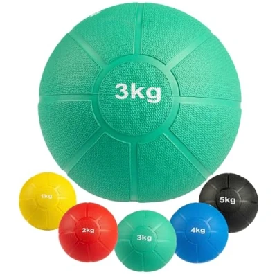 Image de MATCHU Médecine Ball Medicine Caoutchouc Solide Disponible en 1, 2, 3, 4 et 5 KG Jaune, Rouge, Vert, Bleu, Noir (Vert 3 KG)