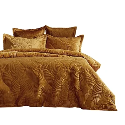 Image de Paoletti Palmeria Housse de Couette et taie Set, Polyester, Or, Super King