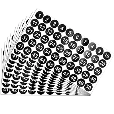 Image de milaosk 10 pièces Noir 1 à 50 Autocollants en Vinyle Numéro Consécutif Numérotés Pouce Autocollant Auto Adhésif pour Boîtes De Rangement, Casiers, Intérieur Et Extérieur