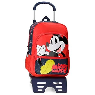 Image de Disney Mickey Mouse Fashion Sac à dos scolaire avec chariot Multicolore 30 x 38 12 cm Microfibre 13,68 L, multicolore,