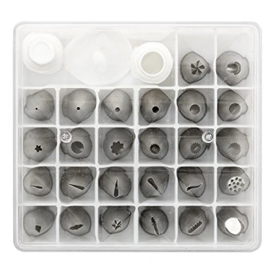 Image de Decora 0263380 KIT 26 Douilles 2 ADAPTATEURS E Support avec BOÎTE DE Rangement 13,5X12,5XH4 CM, Acier Inoxydable, Blanc, 5 x 12,5 4 cm