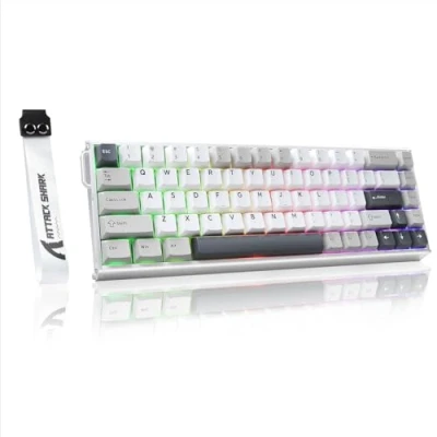 Image de ATTACK SHARK X68MAX HE Clavier de Jeu Filaire en Aluminium à gâchette Rapide avec interrupteurs magnétiques, précision RT 0,005mm,actionnement réglable,8KHz,Latence 0.08ms,RVB (Blanc)