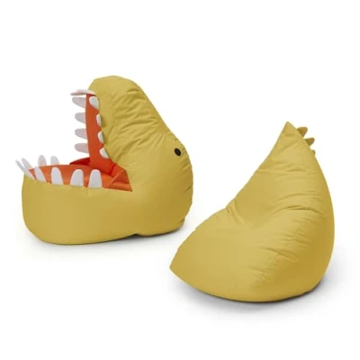 Image de Lumaland Pouf pour enfant Dino 2 pièces extérieur et intérieur Fauteuil ou canapé avec rembourrage, idéal chambre d&#039;enfant Fauteuils : 1 dinosaure, monstre
