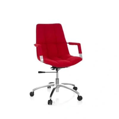 Image de hjh OFFICE 670913 Siège de Bureau SARANTO Tissu Rouge Chaise avec accoudoirs Design rétro, réglable en Hauteur