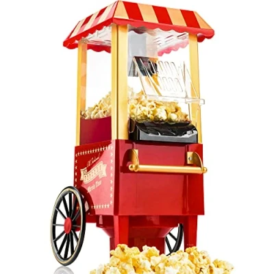 Image de Gadgy Machine à Pop Corn Appareil Air Chaud Rapide sans Huile, Graisse avec Tasse Mesurer et Couvercle Supérieur Amovible Revêtement Rouge Rétro
