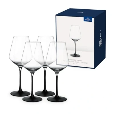 Image de Villeroy &amp; Boch Manufacture Rock, Ensemble De Verres À Vin Blanc, 4 Pièces, 380 Ml, Cristallin, Transparent/Noir