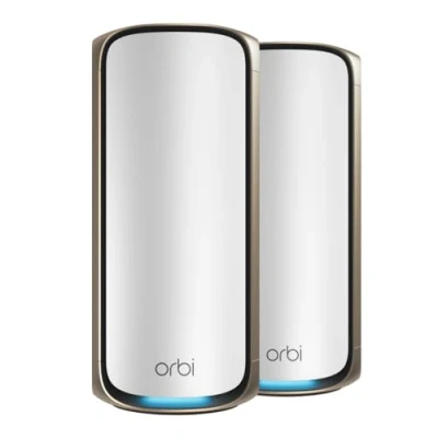 Image de NETGEAR Orbi nouvelle génération Système WiFi 7 Mesh Quad Band (RBE972S) Routeur + 1 Satellite Couvre 600 m² et 200 appareils BE27000, 27 Gbit/s OK Murs très épais Compatible Toutes Box