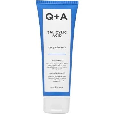 Image de Q+A Nettoyant Quotidien à l&#039;Acide Salicylique Exfoliant pour Peau Claire, Cible les Boutons &amp; Pores, Hydratant avec Bétyne Allantoïne, Vegan Sans Cruauté, 125ml