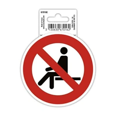 Image de Exacompta Réf. 67016E 1 panneau rond adhésif INTERDIT DE S&#039;ASSOIR En PVC traité anti dérapant et résistant aux UV Diamètre du : 10 cm Coloris rouge