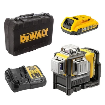 Image de DEWALT Laser Multilignes 3x360 12V Li Ion 2Ah DCE089D1G QW Niveau Autonivelant 4 sans Fil avec Faisceaux Verts, 1 batterie, Chargeur et Coffret Précision +/ 3mm@10m Distance 30m