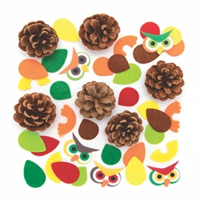Image de Baker Ross FE638 Kit pour Enfants motif Hibou et Pomme de Pin Lot 6, Créatif en Feutre pur Enfants, Activité Manuelle d’Automne
