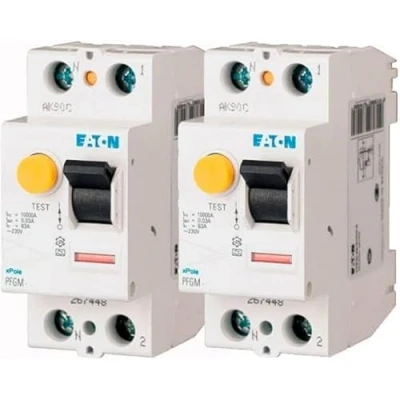 Image de EATON 267444 PFGM 40/2/003 INTERRUPTEUR DIFFERENTIEL Blanc MANETTE NOIRE 2 POLES / 40 A 30 MA TYPE Raccordement à vis interrupteurs