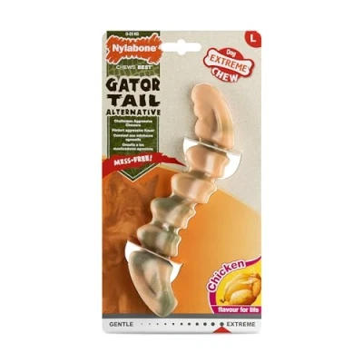 Image de Nylabone, Effet à mâcher extrêmement Fort, Queue d&#039;alligator, Jouet pour Chien en Nylon résistant, saveur Poulet, Grand Chiens jusqu&#039;à 23 kg