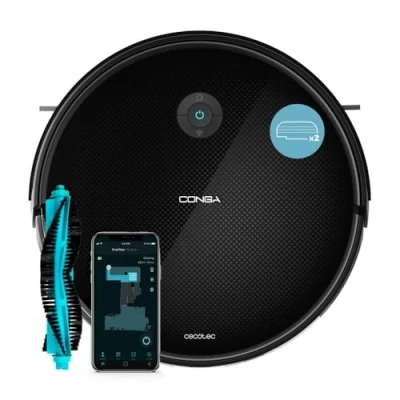Image de Cecotec Robot aspirateur Conga 2499 Ultra X Treme avec Technologie gyroscopique. Lave, Aspire et balaye, 2200 Pa, App, Brosse Multifonction, Réservoir Mixte, 3 L, WiFi, Bluetooth