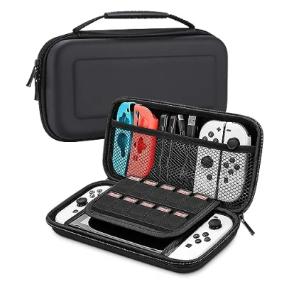 Image de Jissta Etui pour Nintendo Switch/Switch OLED Console, Housse de Transport Matériau Durable, Accessoire Pochette Protection Switch Console avec 10 Cartouche Jeux, Nior