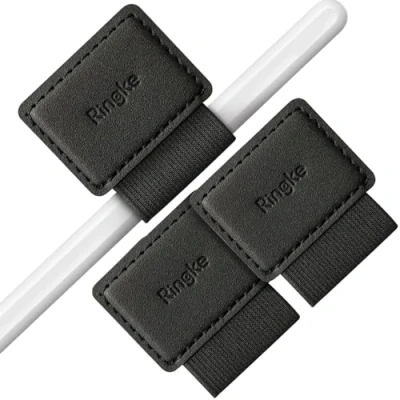 Image de Ringke Pen Holder, [3 Pack] Coque Apple Pencil Porte Stylo 3M Adhésif Autocollant Loop Cuir Durable Boucle de avec Élastique Poche Stylet