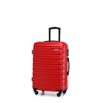 Image de WITTCHEN Valise de Voyage Moyenne à roulettes ABS Trolley avec 4 Spinner Serrure Combinaison Poignée télescopique Groove Line Taille L Rouge