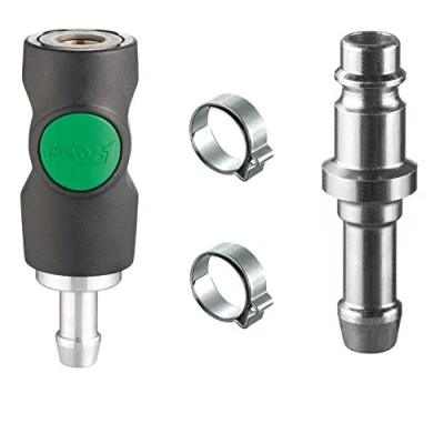 Image de AUPROTEC Kit d’Accouplement à air comprimé avec Raccord Rapide de Sécurité Prevost 8mm Embout et Colliers