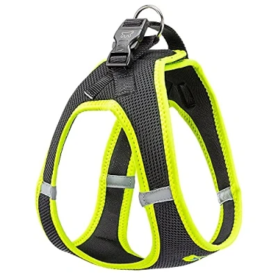 Image de Ferplast Harnais pour Chien Grande Taille Kaori XL, Respirant, rembourré et réglable, Facile à Porter, Bords réfléchissants, Tour de Poitrine 54 60 cm, Jaune