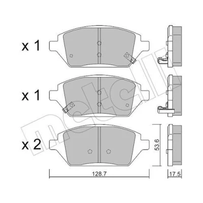 Image de METELLI 22 1211 0 Jeu de plaquettes frein avec indicateur d&#039;usure OPEL: Karl