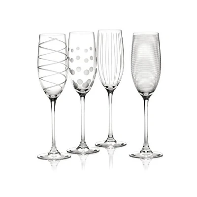 Image de Mikasa Cheers Flûtes à Champagne en Cristal, lot de 4, Motifs Élégants, 250ml