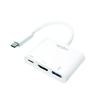 Image de LogiLink 0.14m, 2xUSB C/HDMI+USB A Blanc Neuf