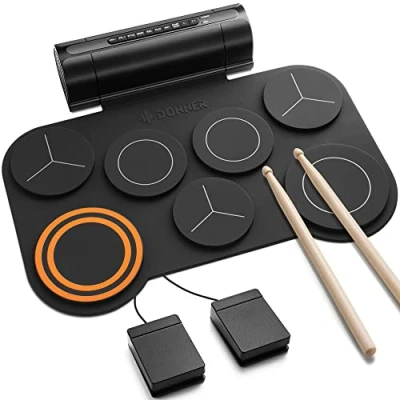 Image de Donner batterie électronique, 7 pads de électrique Roll Up, haut parleur intégré silencieux pour enfants/débutants, 40 leçons incluses (DED 20)