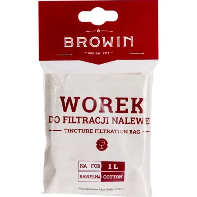 Image de Browin 810600 Sac Filtrant Ø 12 cm Filtre pour Seau, Bocal Filtrage du Vin, des Liqueurs, Jus Capacité 1,2 L Durable, Réutilisable, avec une Bande élastique