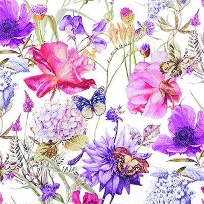 Image de Lot de 20 serviettes en papier Motif poésie sur fleurs 33 x cm
